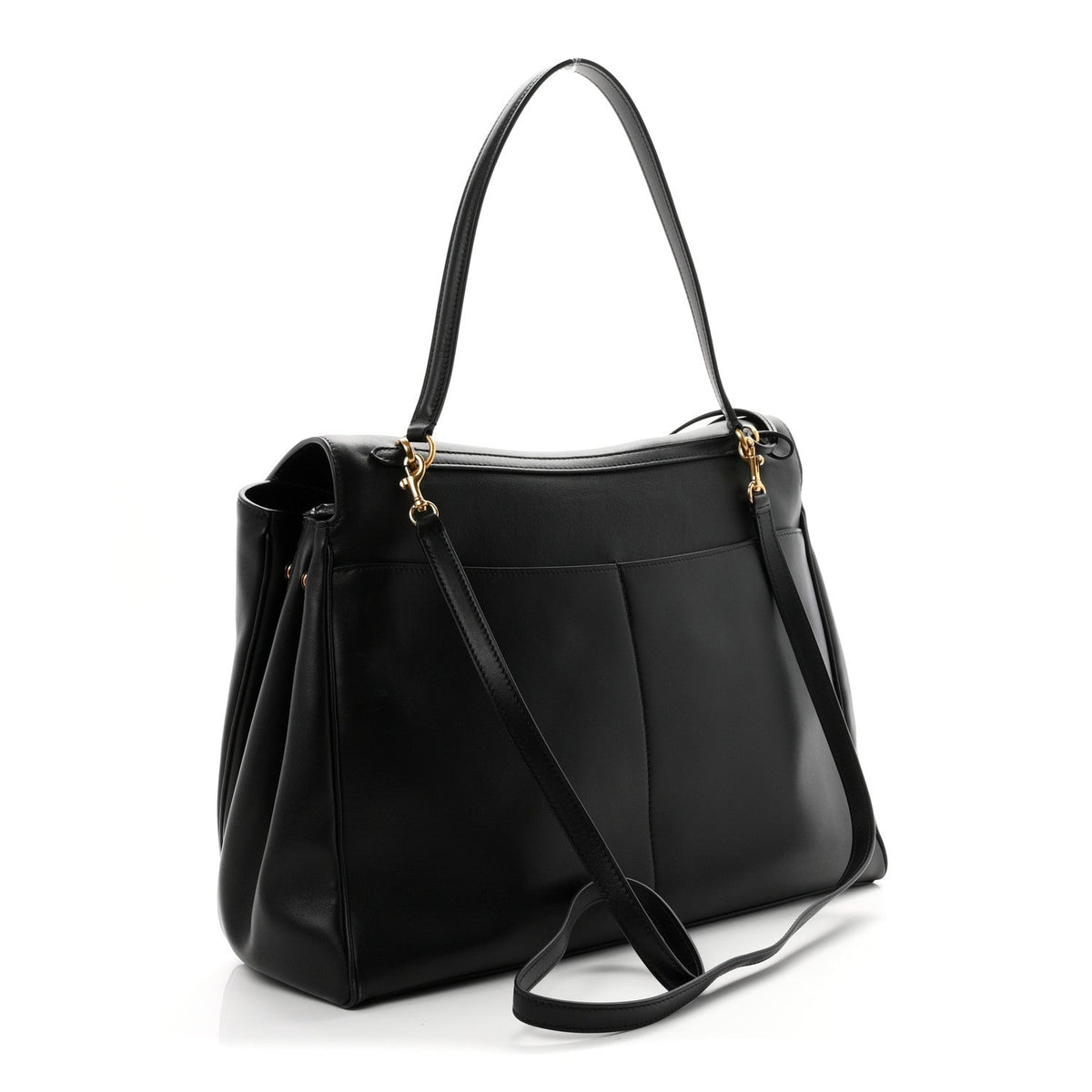 Smooth Calfskin Large Rodeo Top Handle Handbag Black