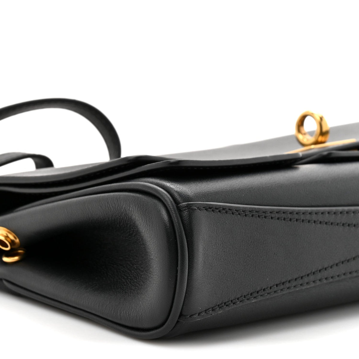 Smooth Calfskin Small Bel Air Clutch On Strap Black