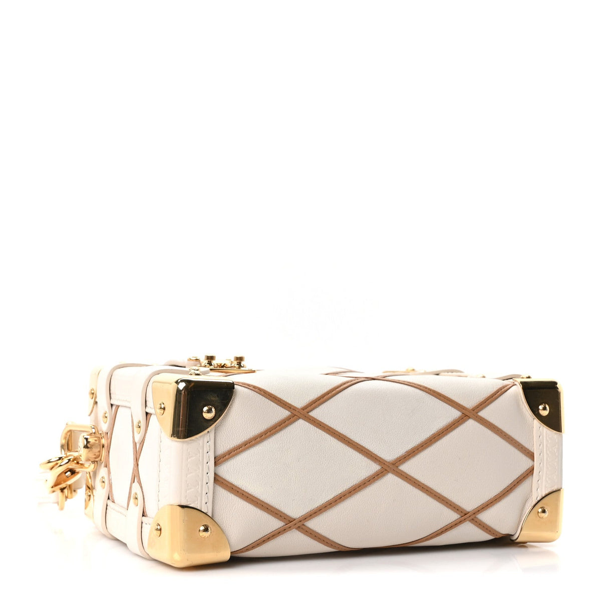 Lambskin Malletage Side Trunk PM Creme Noisette