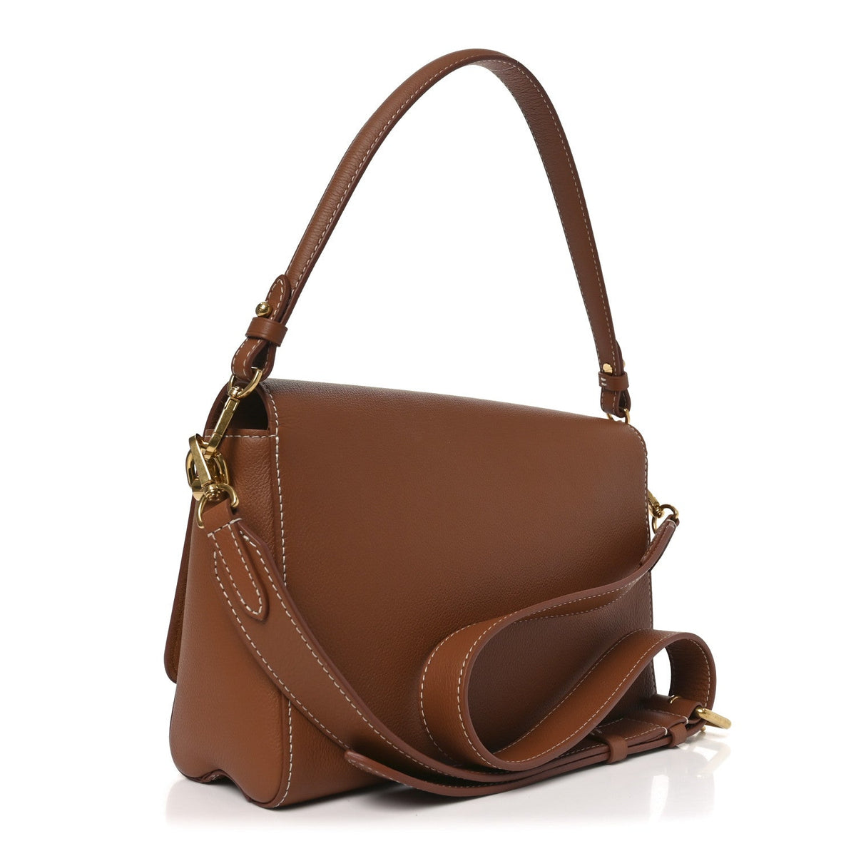 Calfskin Soft Twist Shoulder Bag Cognac