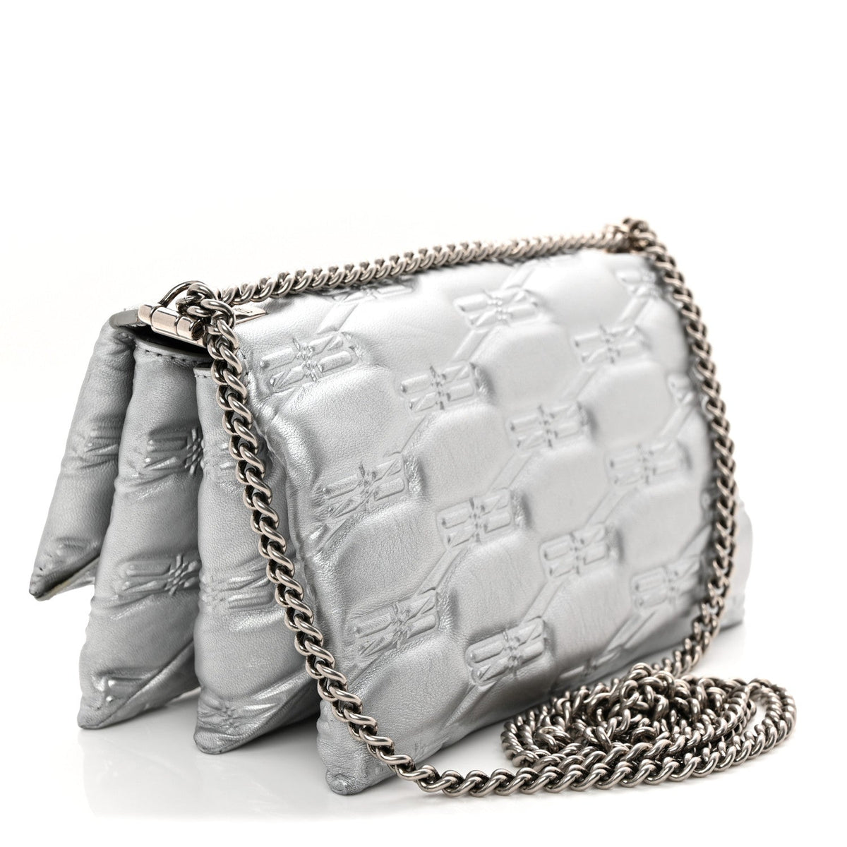 Nappa Allover License BB Monogram Embossed Small Triplet Bag Silver