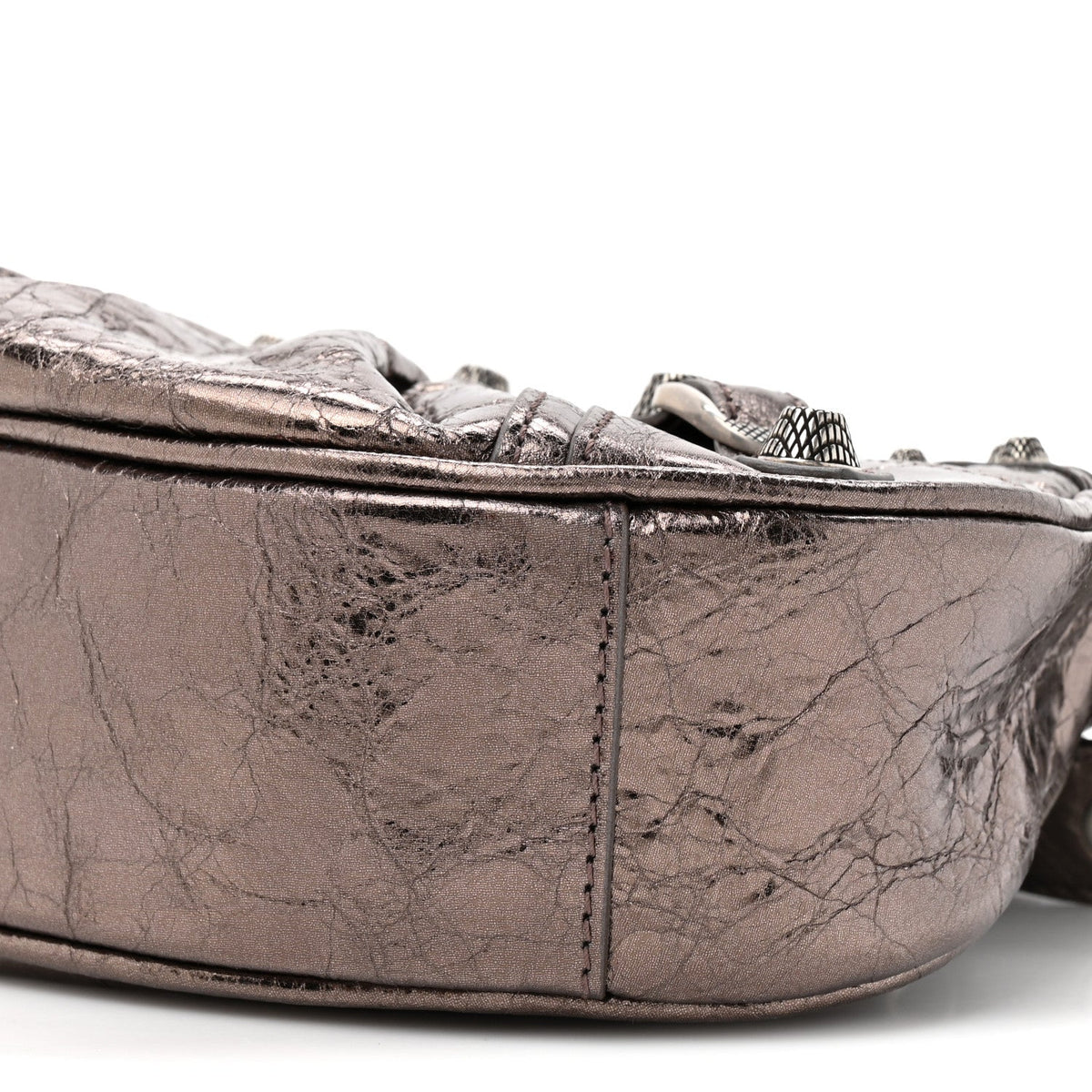 Metallic Agneau Arena Le Cagole Shoulder Bag XS Dark Bronze