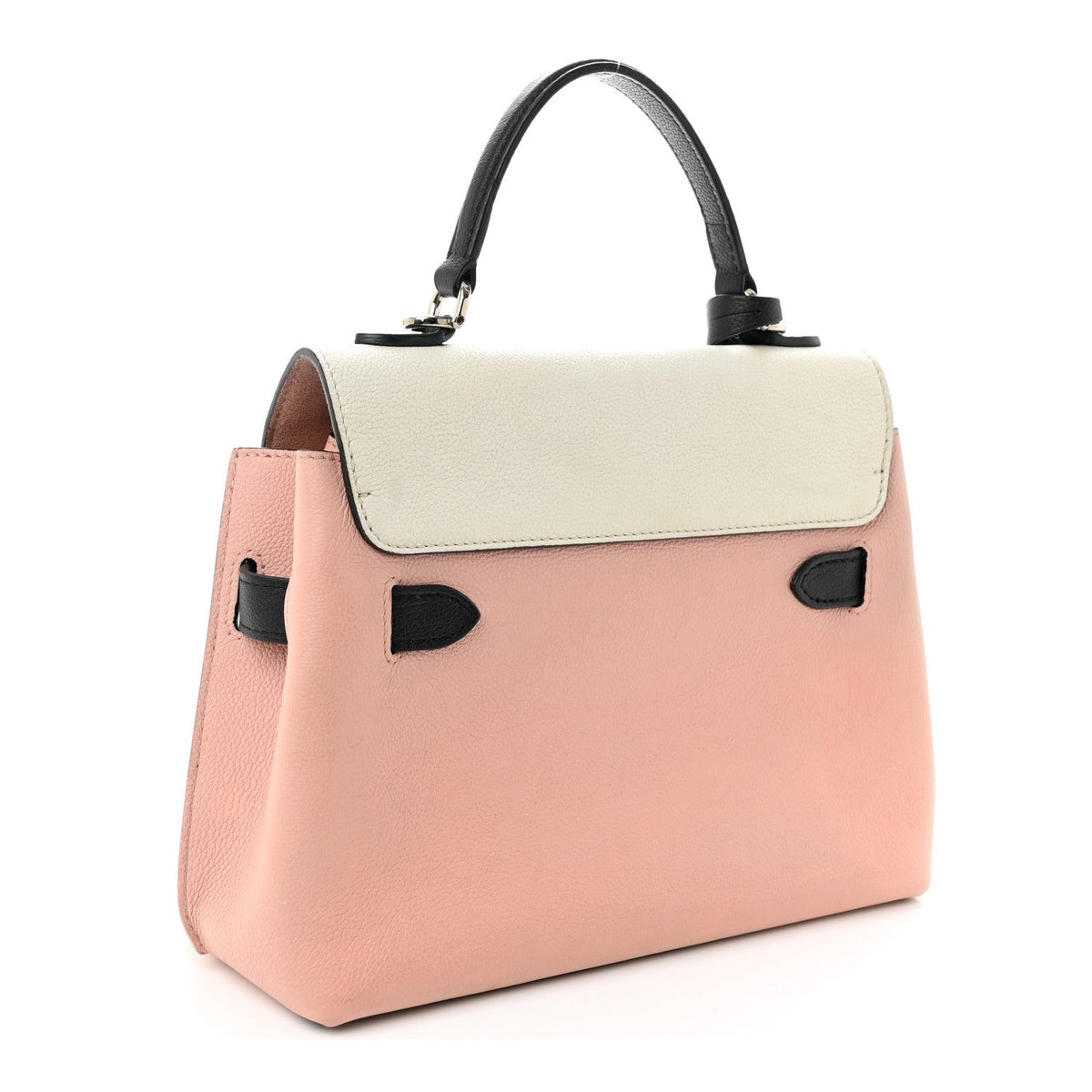 Soft Calfskin Embroidered Lockme Ever BB Rose Pink Snow White Black