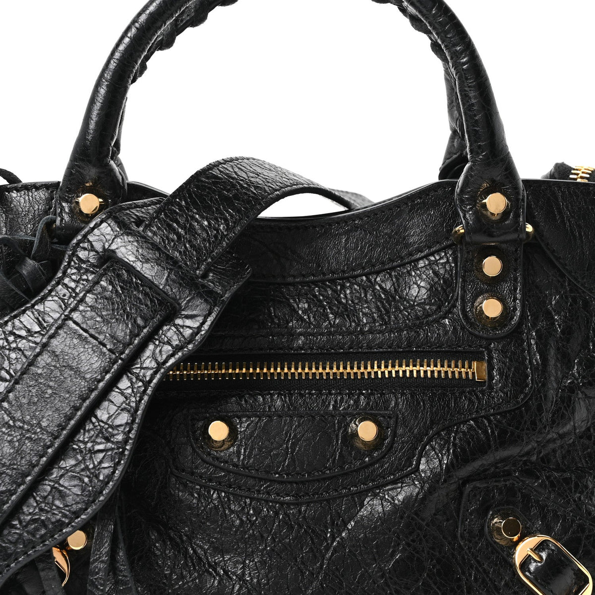 Agneau Classic Gold Hardware Mini City Black