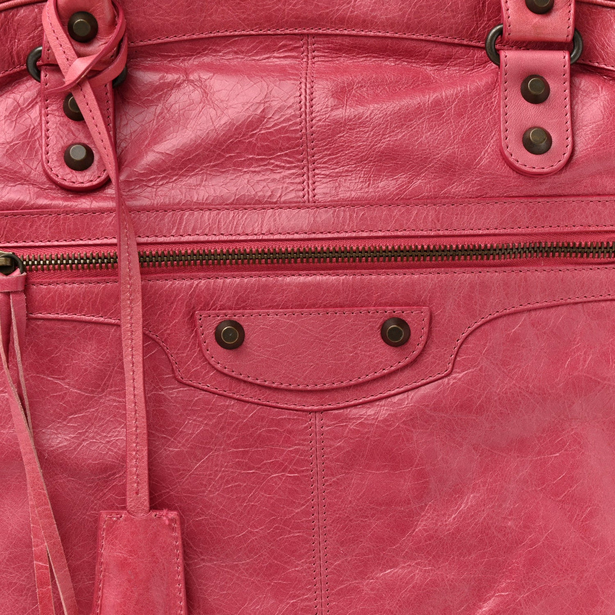 Agneau Classic Hardware Briefcase Tote Pivoine