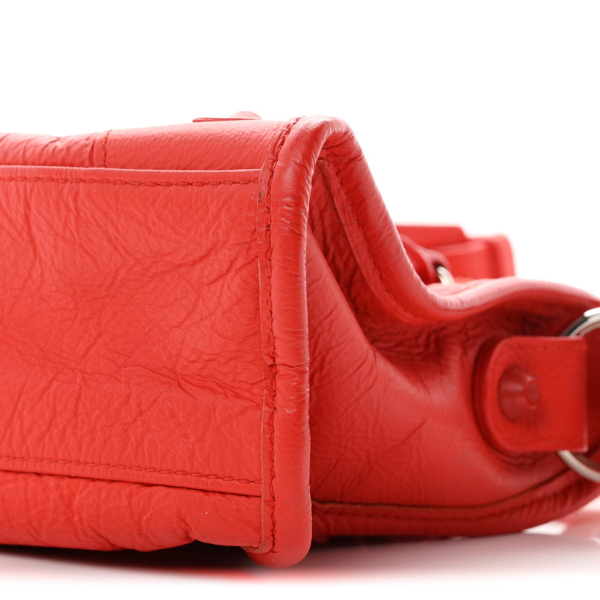 Matte Goatskin Rubber Covered Classic Hardware Mini City Rouge Coquelico Rouge Braise