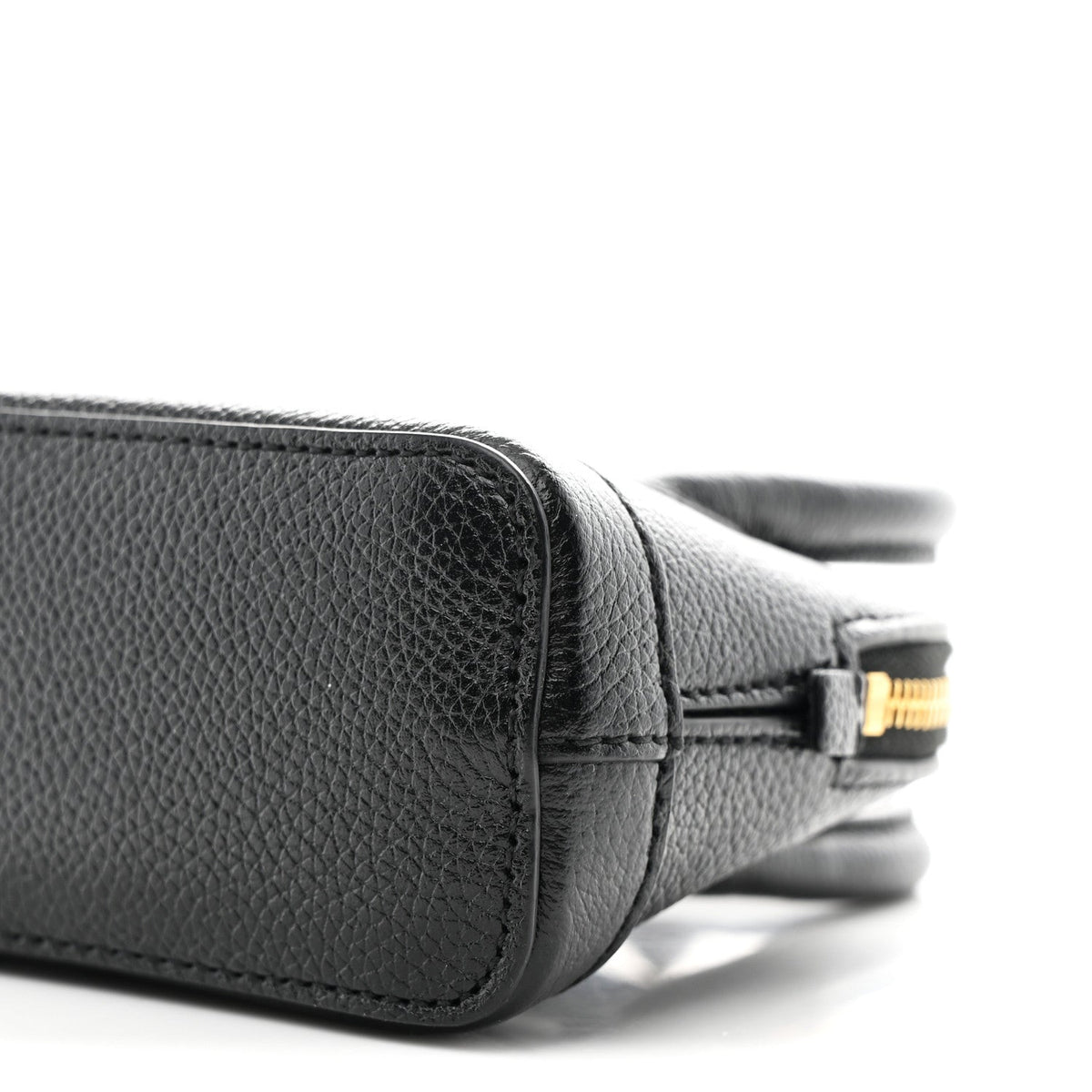 Grained Calfskin Logo Mini Ville Top Handle Bag Black White