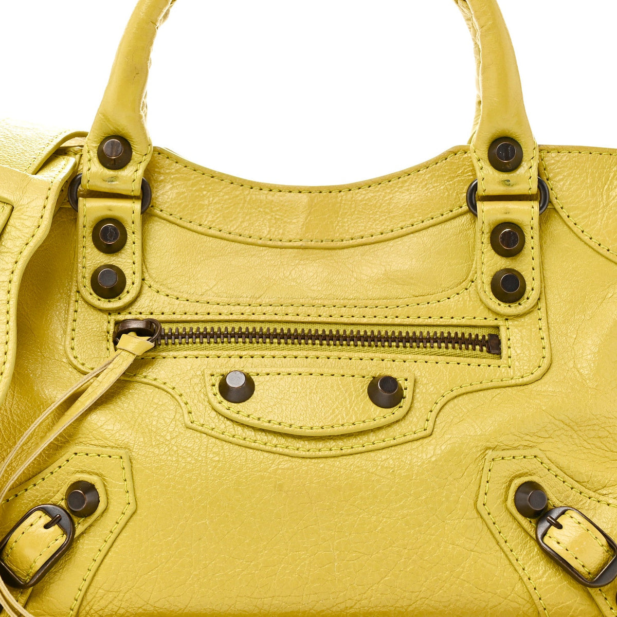 Agneau Classic Silver Hardware Mini City Jaune Poussin