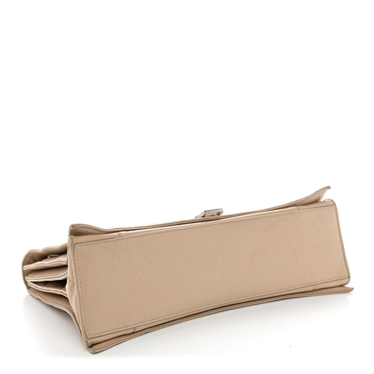 Crushed Calfskin Quilted Large Crush Chain Bag Nude