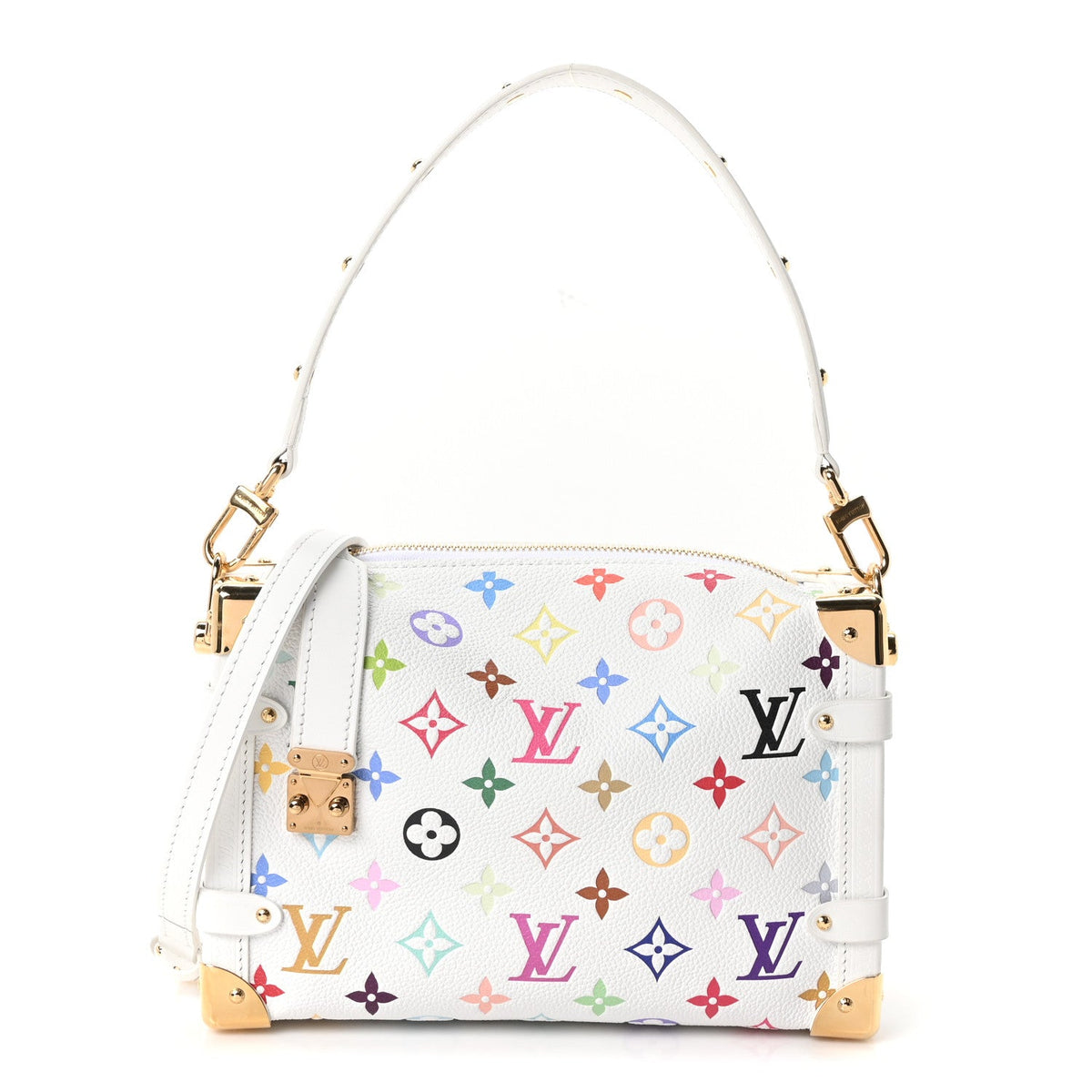 LV x TM Cowhide Monogram Multicolor Side Trunk MM White