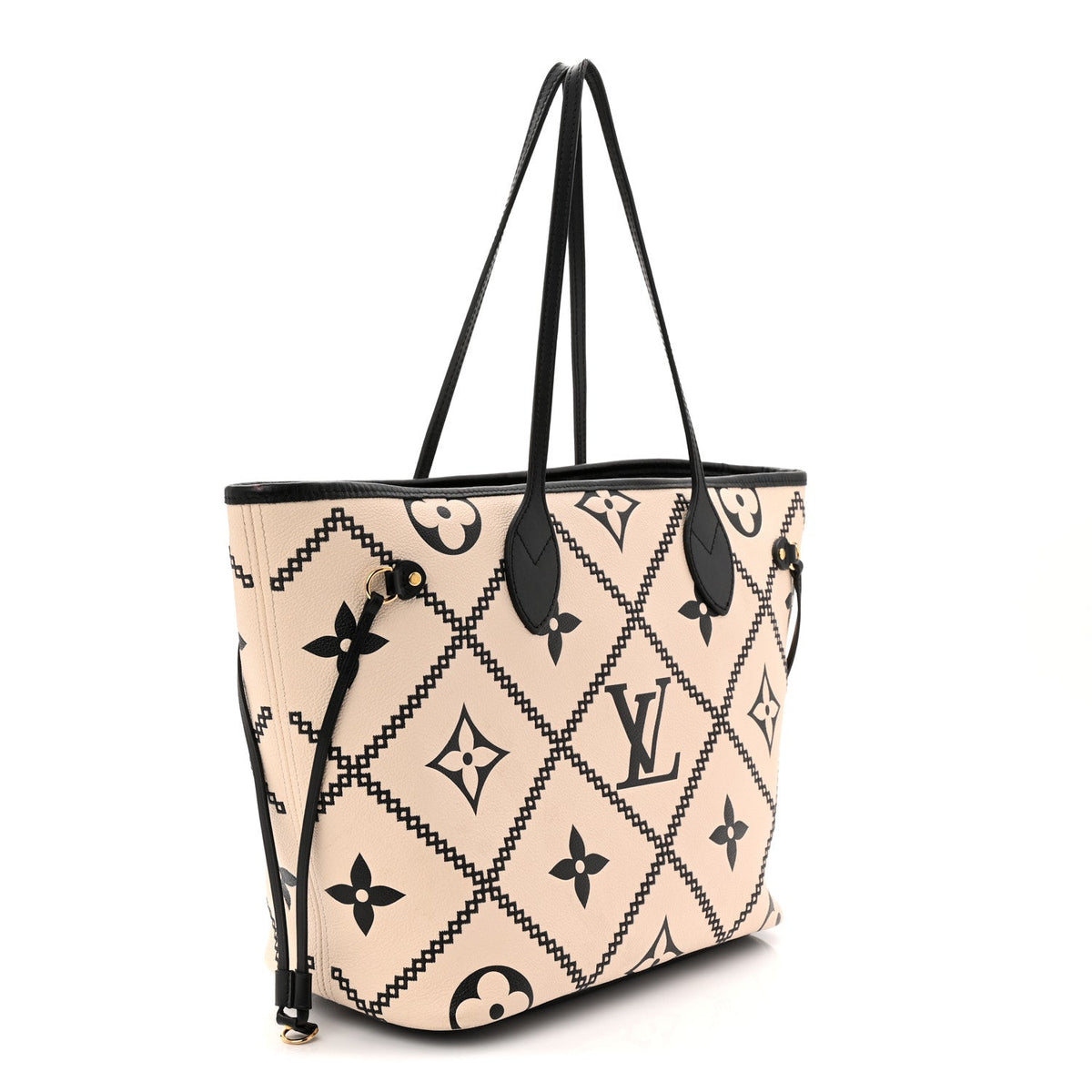 Empreinte Monogram Giant Broderies Neverfull MM Cream Black