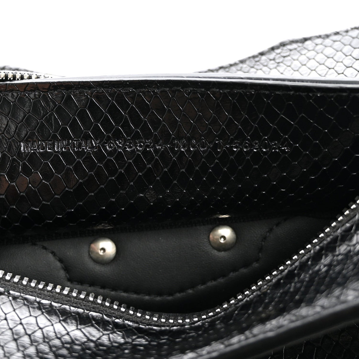 Grained Calfskin Snake Effect Silver Hardware Neo Classic Mini City Black