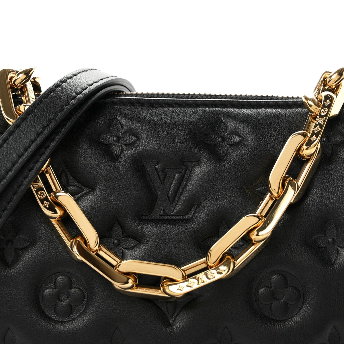 Lambskin Embossed Monogram Coussin BB Black