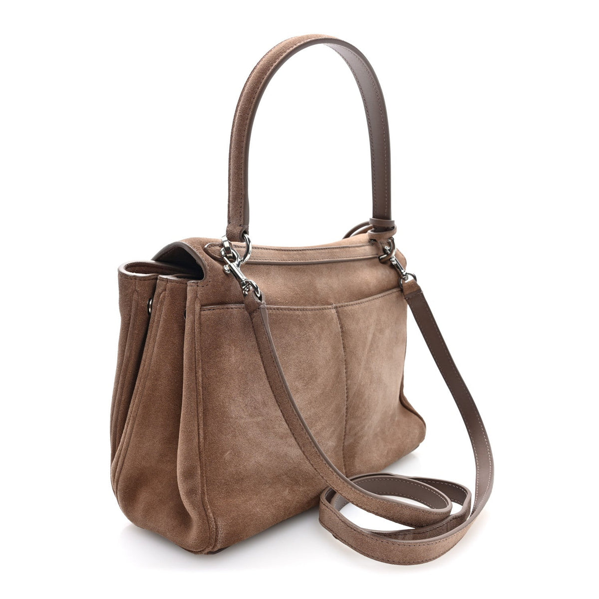 Waxed Suede Small Rodeo Top Handle Handbag Beige