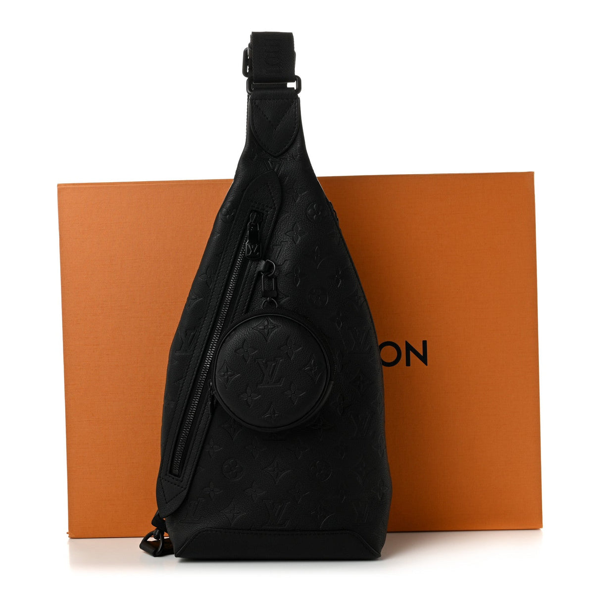 Calfskin Shadow Monogram Duo Slingbag Black