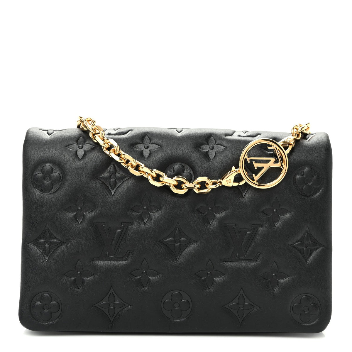 Lambskin Embossed Monogram Pochette Coussin Black