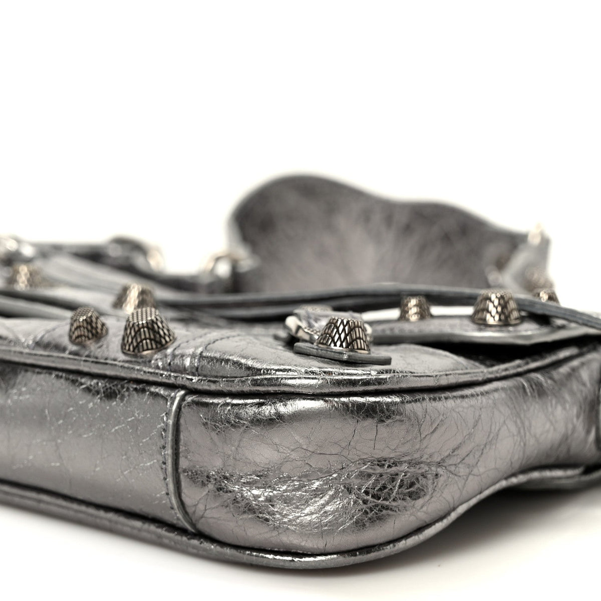 Metallic Agneau Arena Small Le Cagole Sling Bag Silver