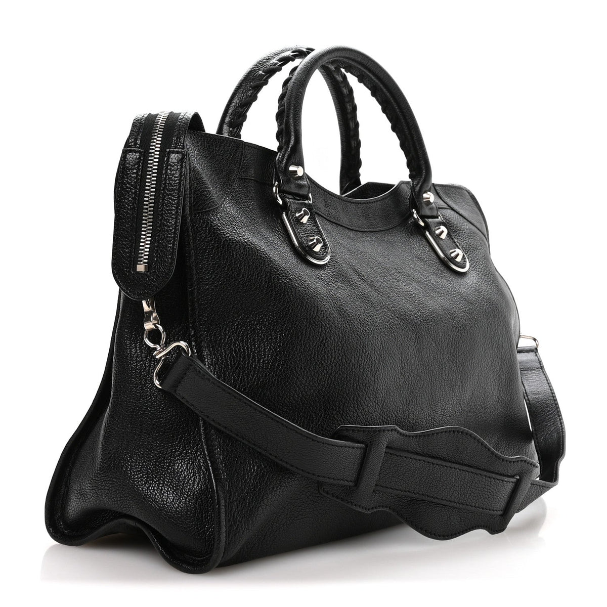 Chevre Silver Metallic Edge Hardware City Black