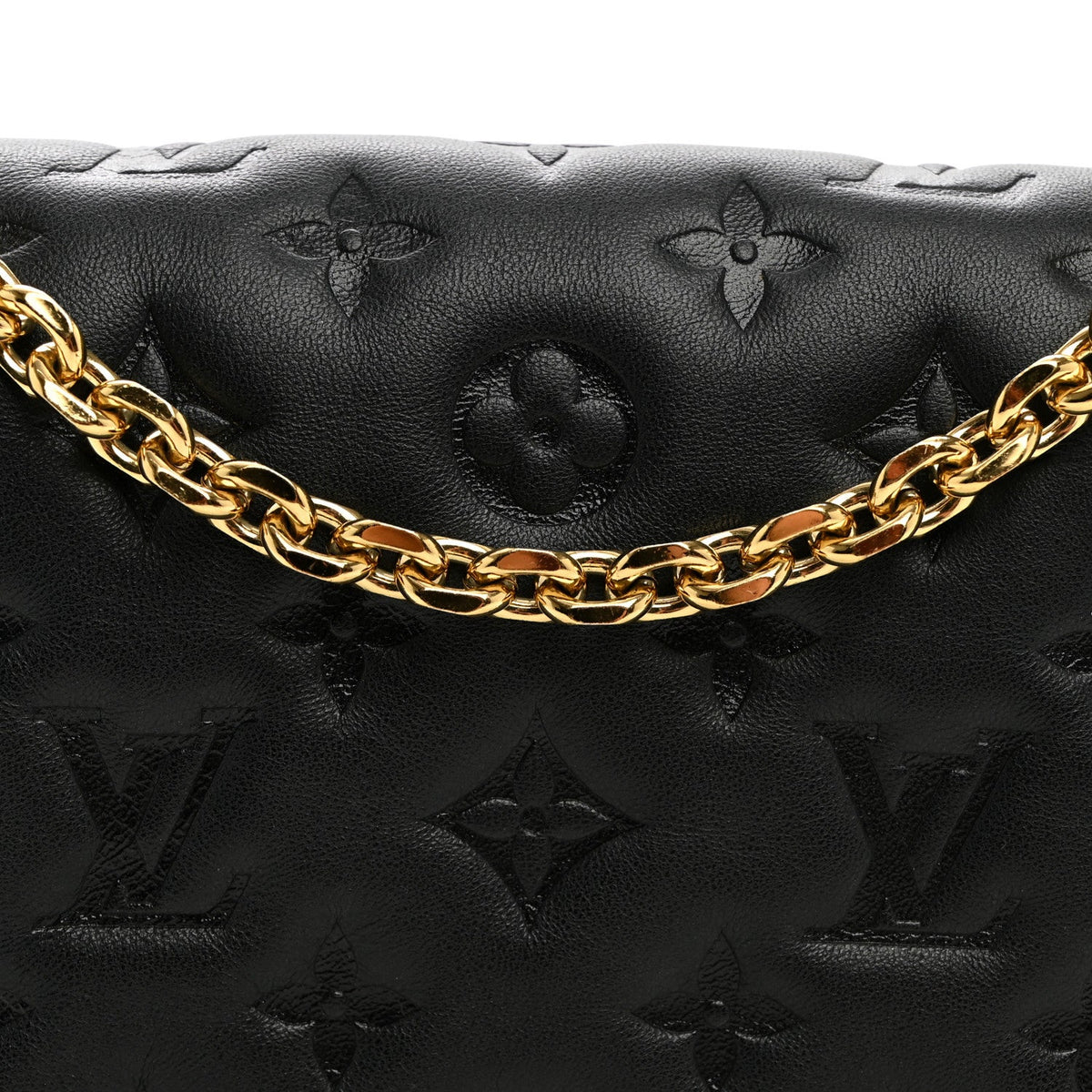 Lambskin Embossed Monogram Pochette Coussin Black