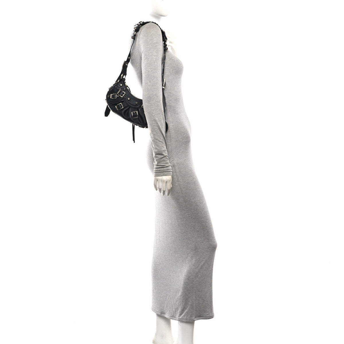 Smooth Calfskin Buckles Le Cagole Shoulder Bag XS Black