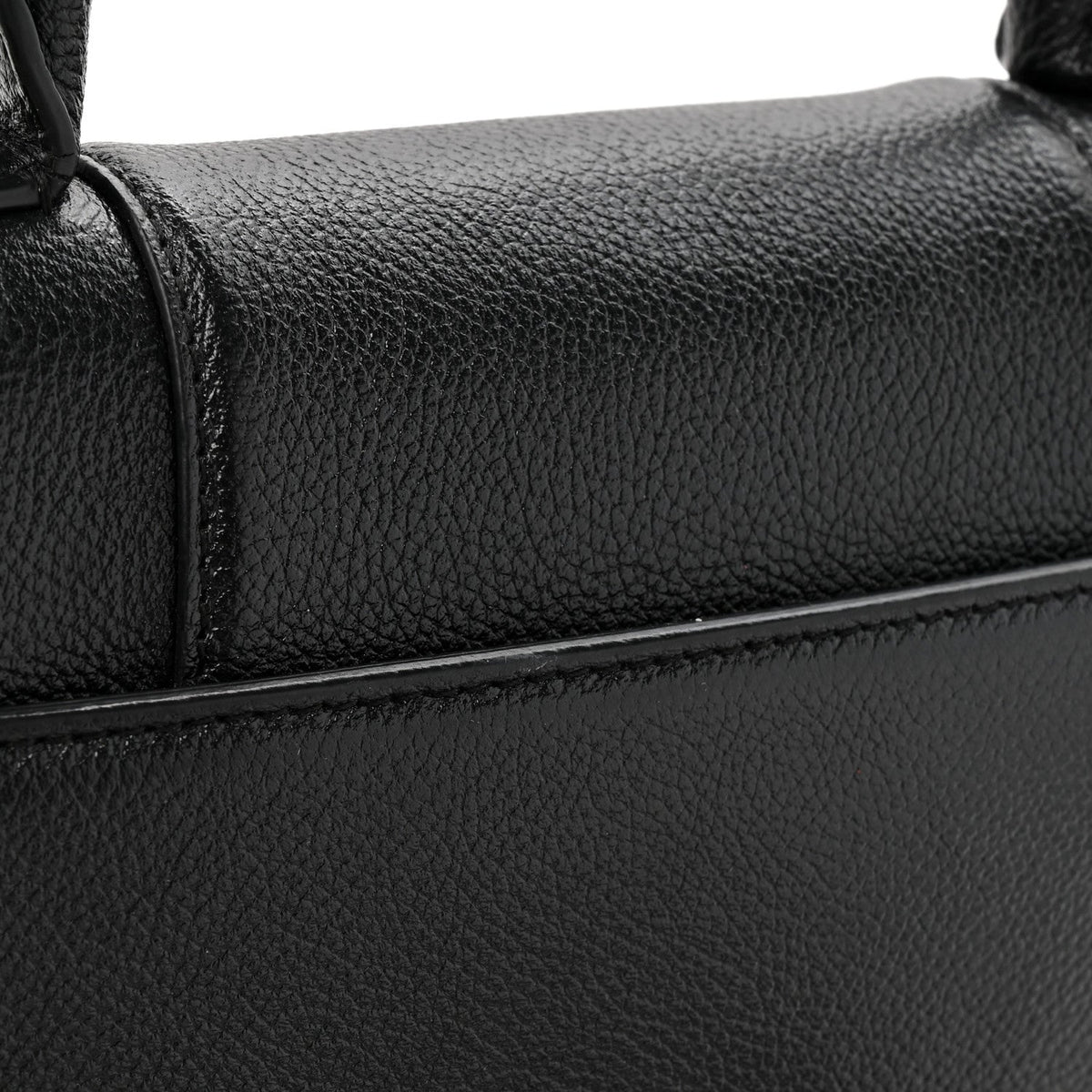 Grained Calfskin Small Hourglass Top Handle Bag Black