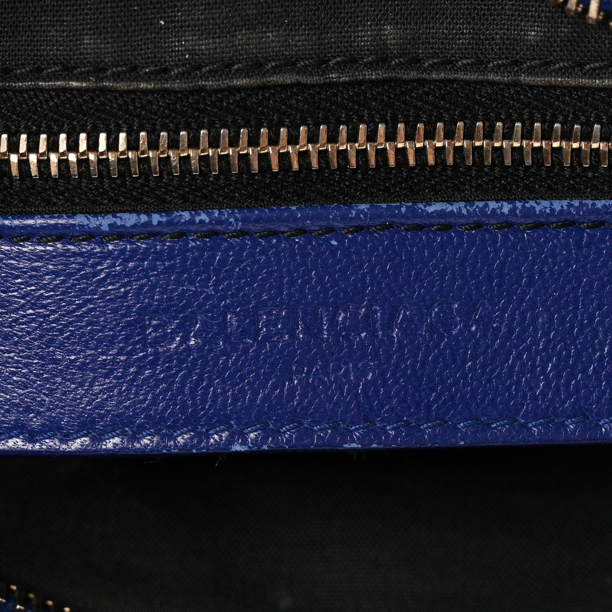Chevre Gold Metallic Edge Hardware City Bleu Roi