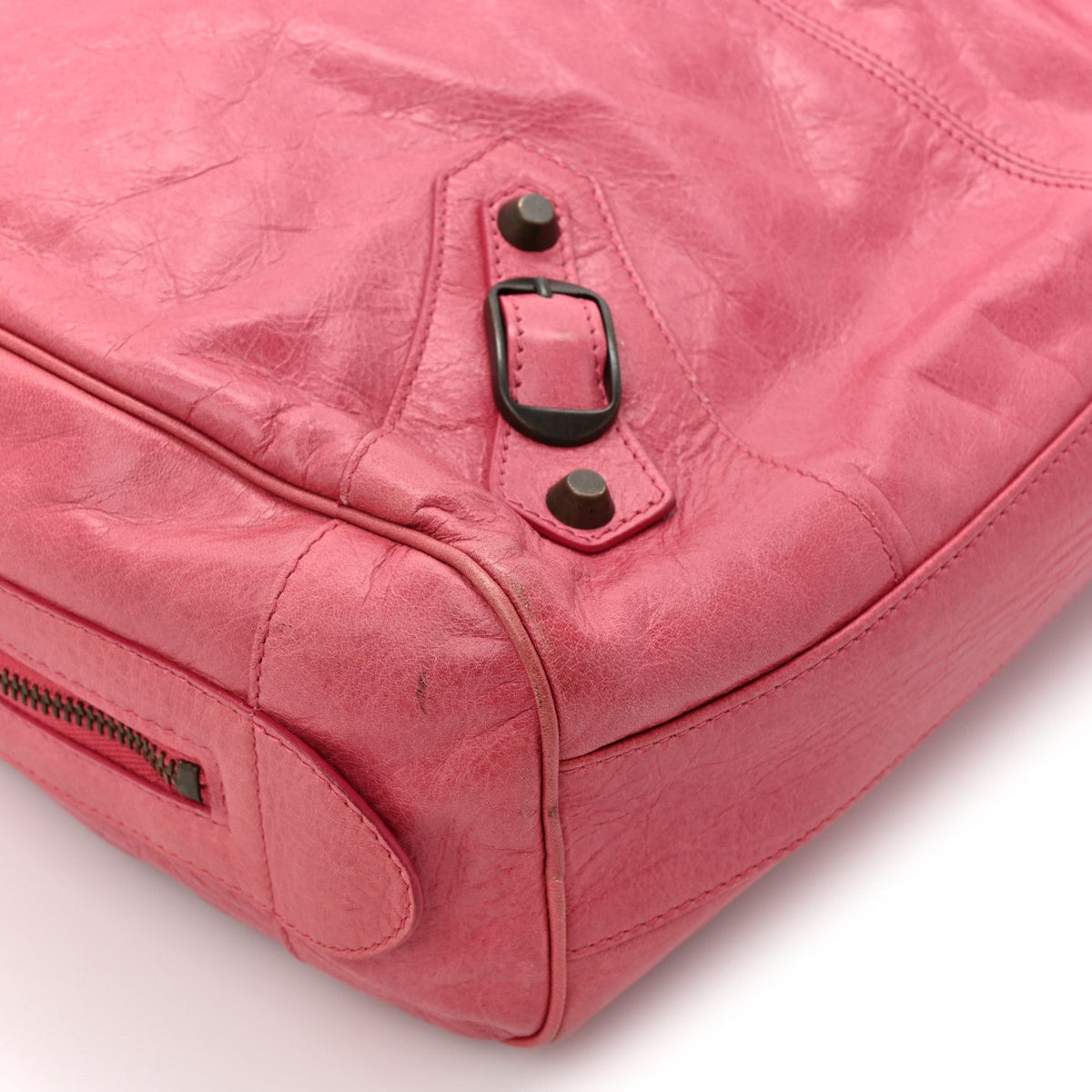 Agneau Classic Hardware Briefcase Tote Pivoine