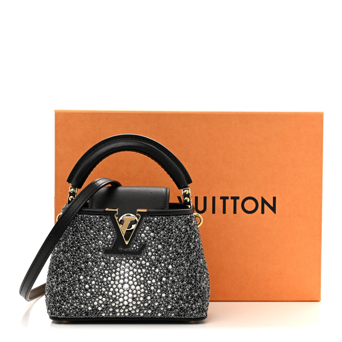 Crystal Cowhide Nano Capucines Silver Black