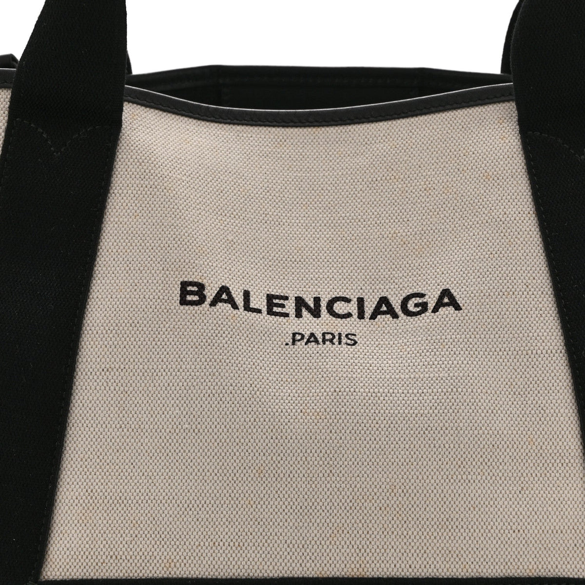 Cotton Canvas Satin Calfskin S Navy Cabas Natural Black