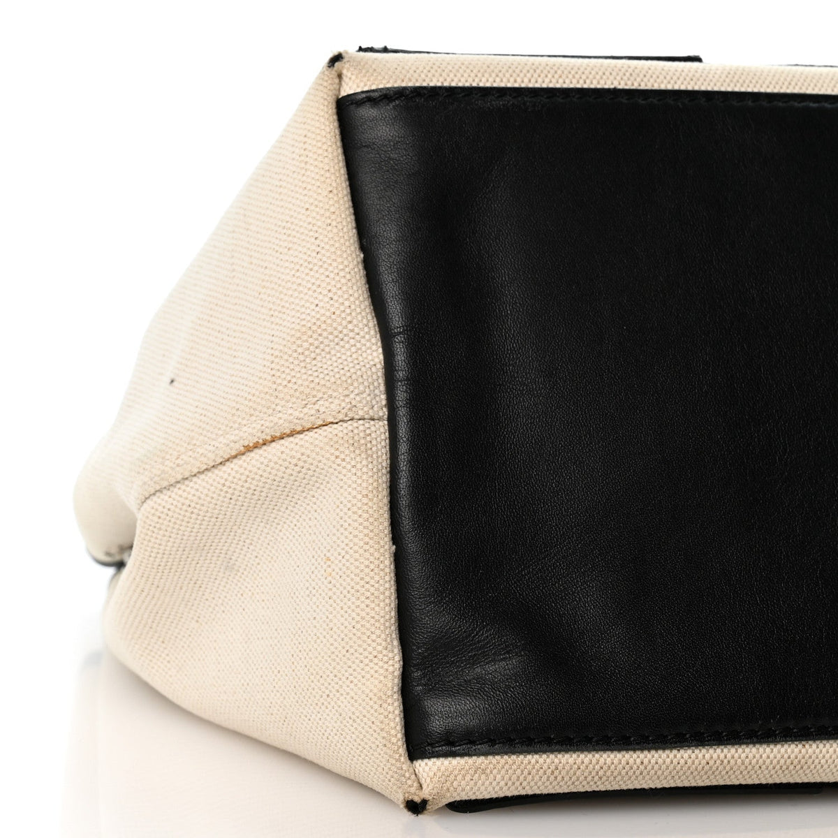 Cotton Canvas Satin Calfskin S Navy Cabas Natural Black