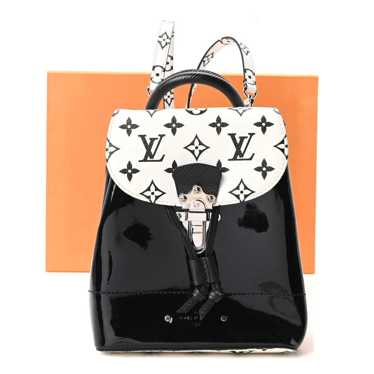 Patent Monogram Hot Springs Backpack Black White
