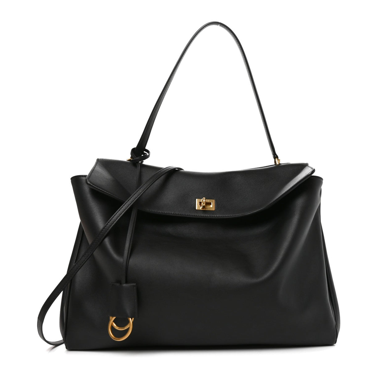 Smooth Calfskin Large Rodeo Top Handle Handbag Black