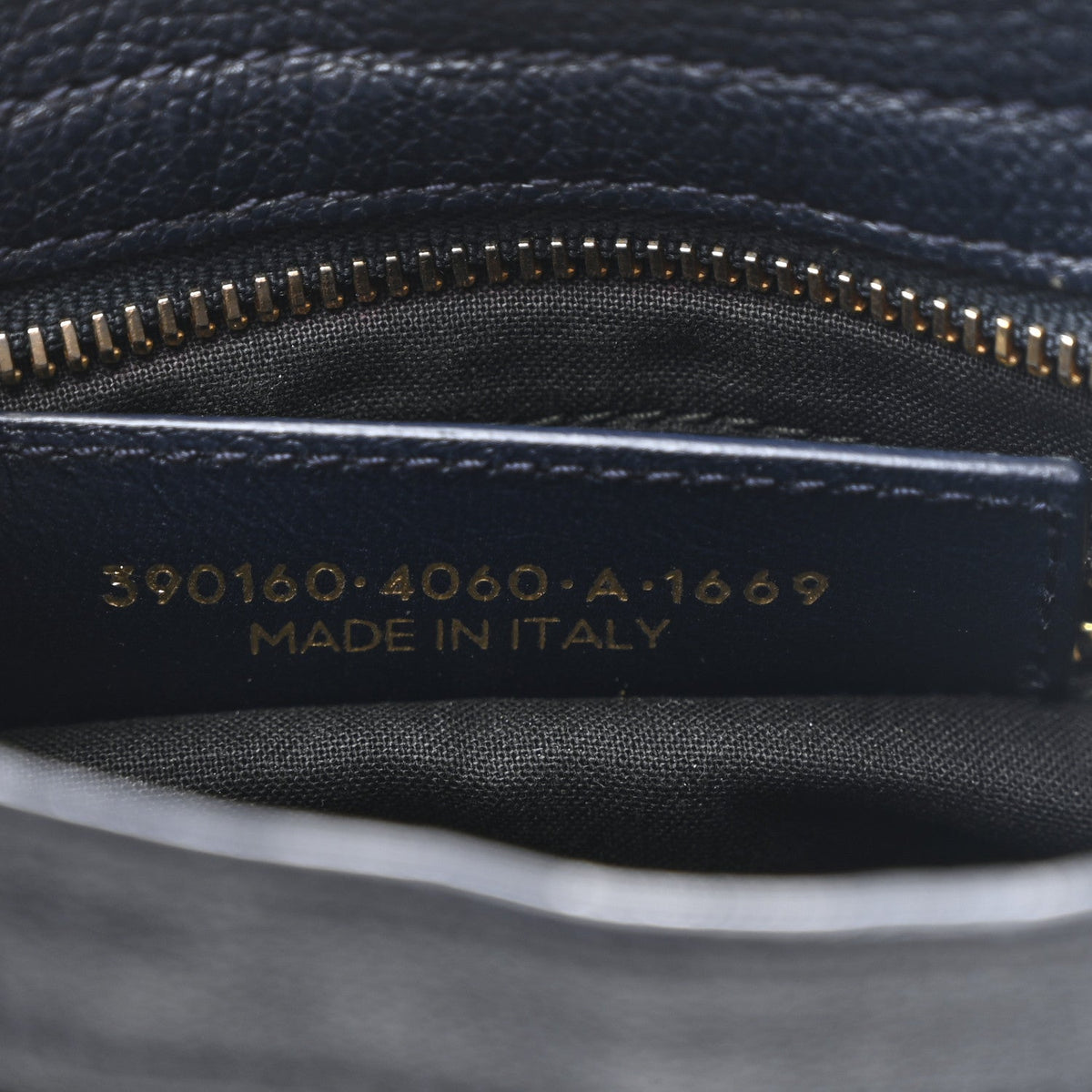 Chevre Gold Metallic Edge Hardware Mini City  Bleu Nuit Dark Sea