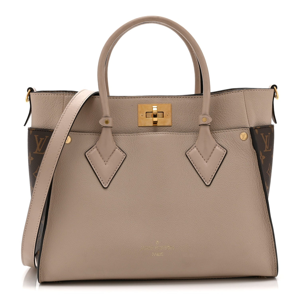 Calfskin Monogram On My Side MM Greige