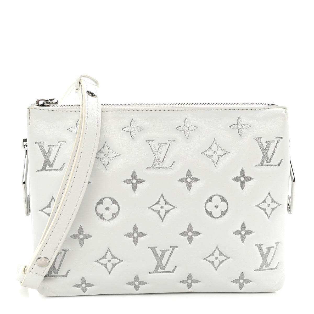 Lambskin Embossed Monogram Coussin BB  White Silver