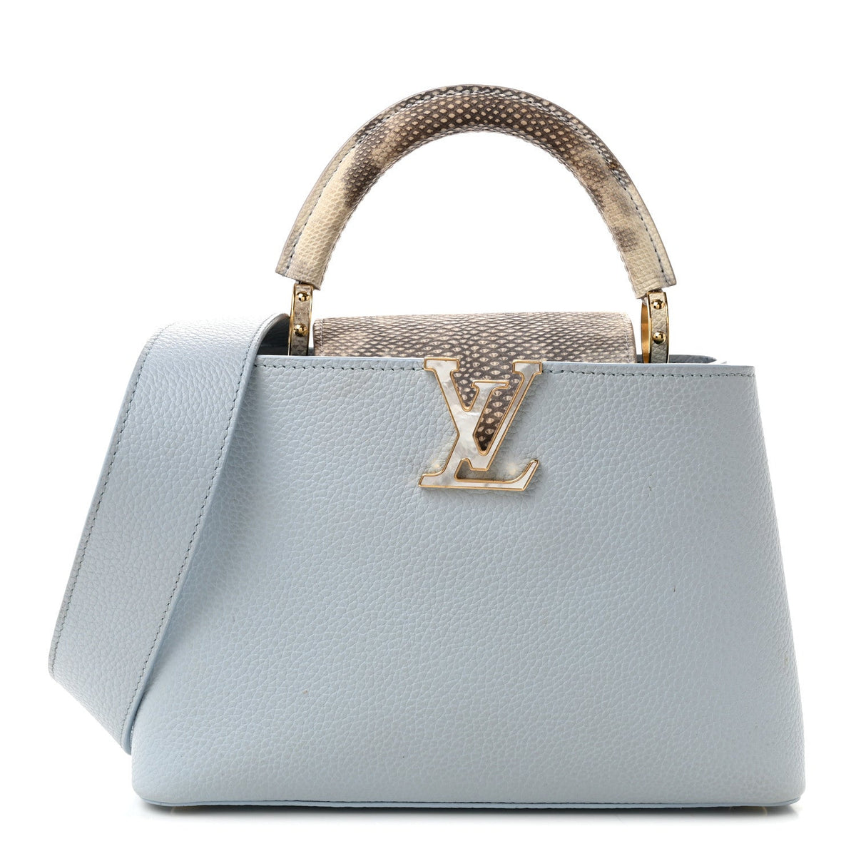 Taurillon Snakeskin Capucines BB Olympe Blue