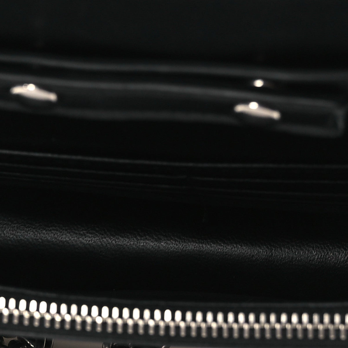 Shiny Calfskin Logo Crocodile Embossed Ville Wallet on Chain Black