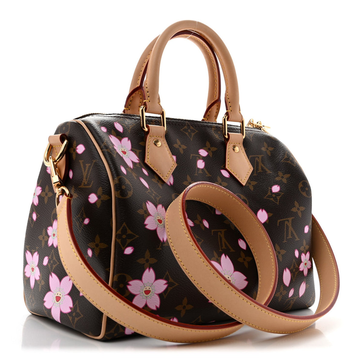 LV X TM Monogram Cherry Blossom Speedy Bandouliere 25 Sakura Brown