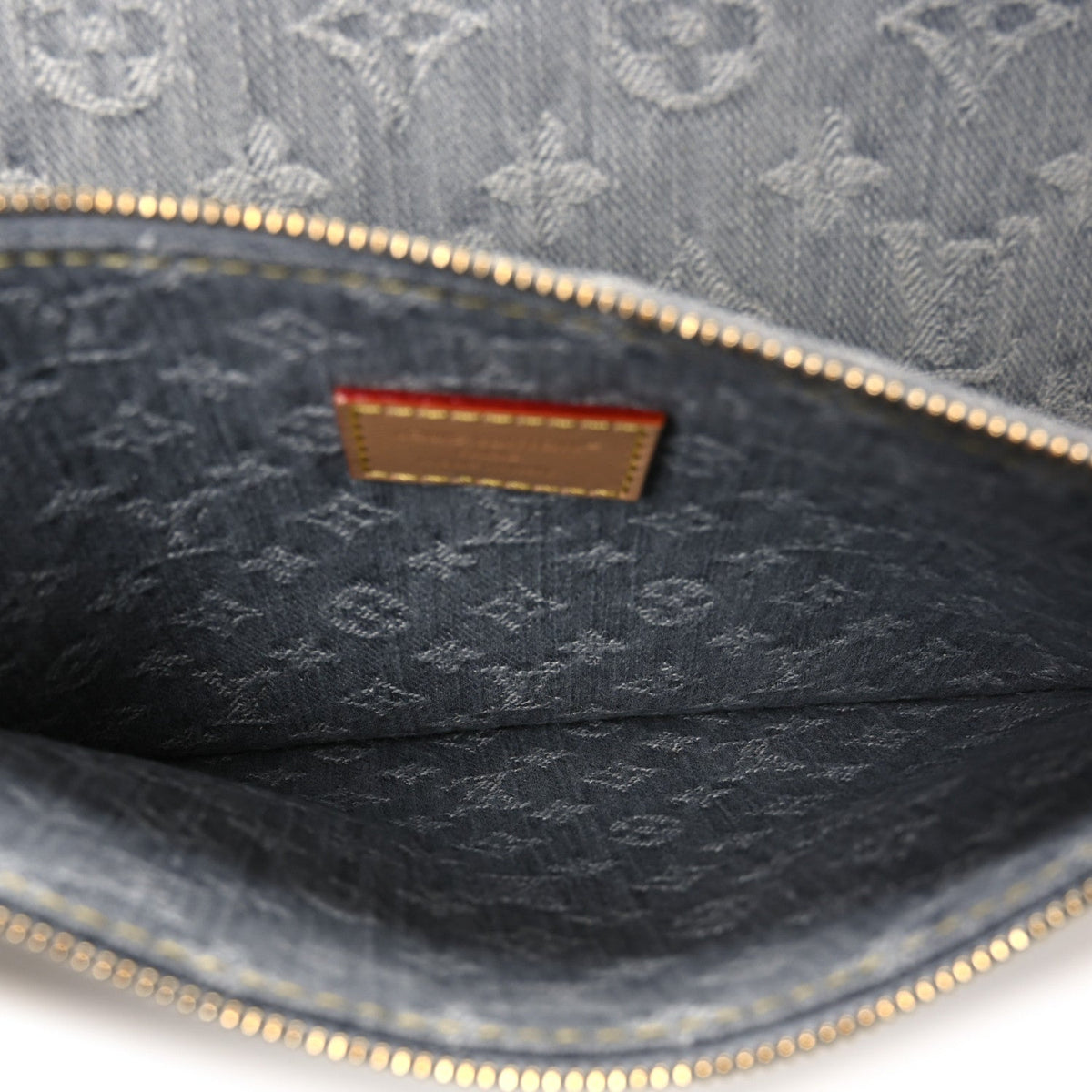 Monogram Denim CarryAll MM Washed Grey