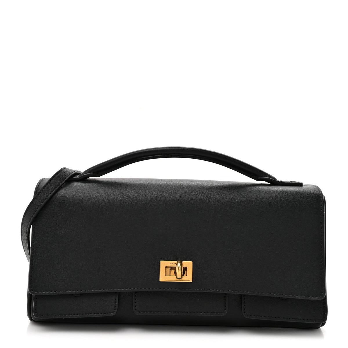 Smooth Calfskin Small Bel Air Clutch On Strap Black