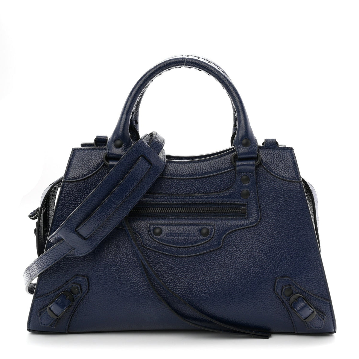 Grained Calfskin Neo Classic Black Hardware S City Navy