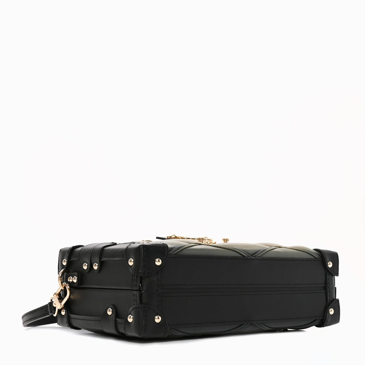 Lambskin Malletage Petite Malle Black Beige