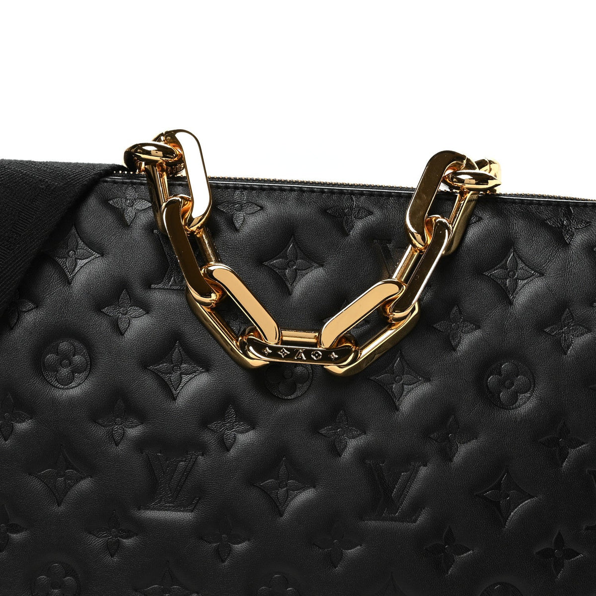 Lambskin Embossed Monogram Coussin MM Black