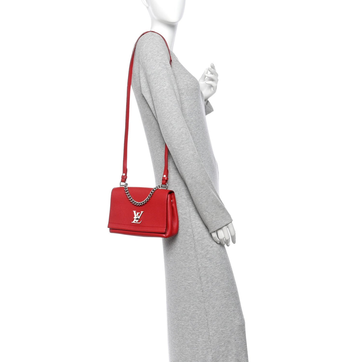 Calfskin Lockme II Chain Bag BB Rubis