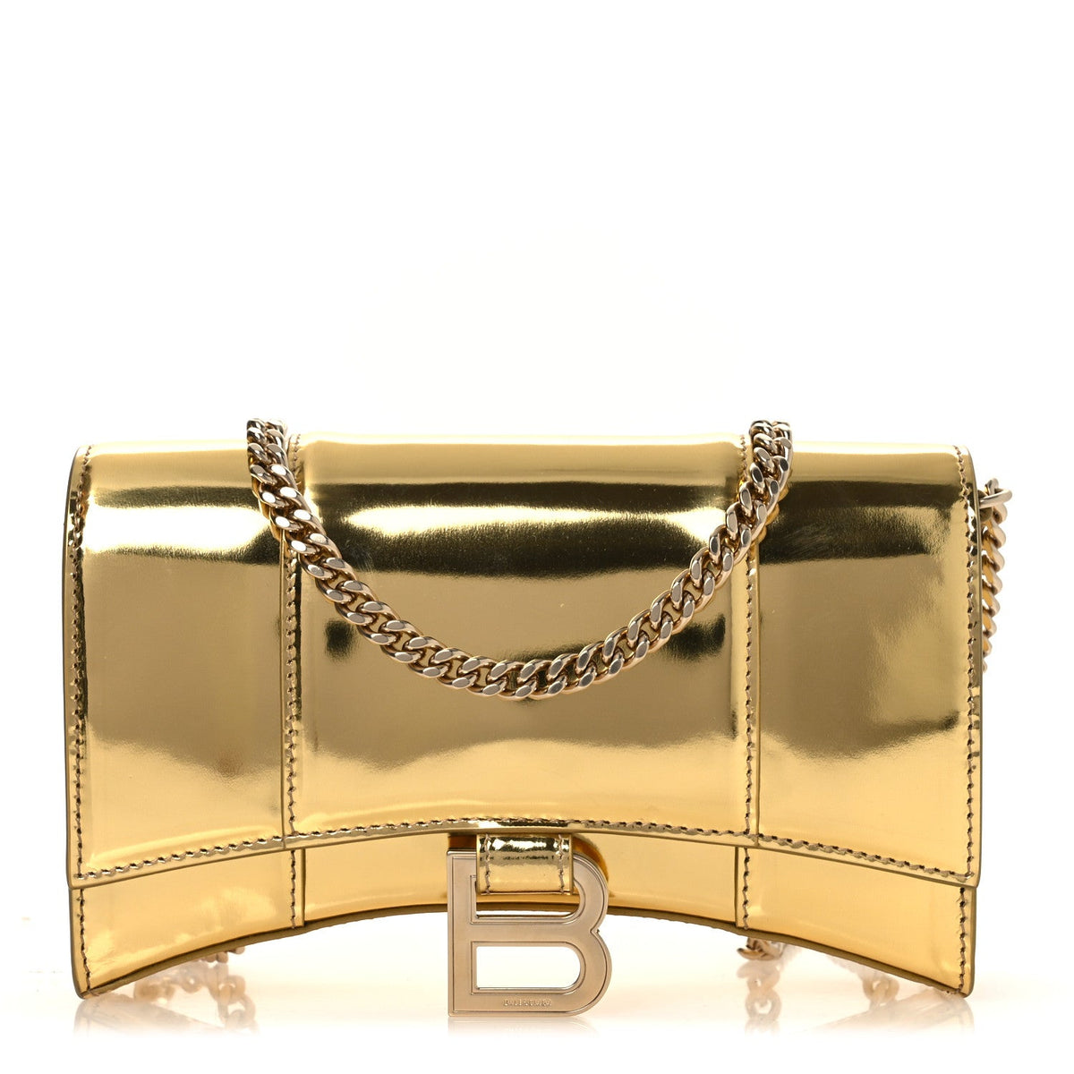 Mirror Calfskin Hourglass Chain Bag Gold