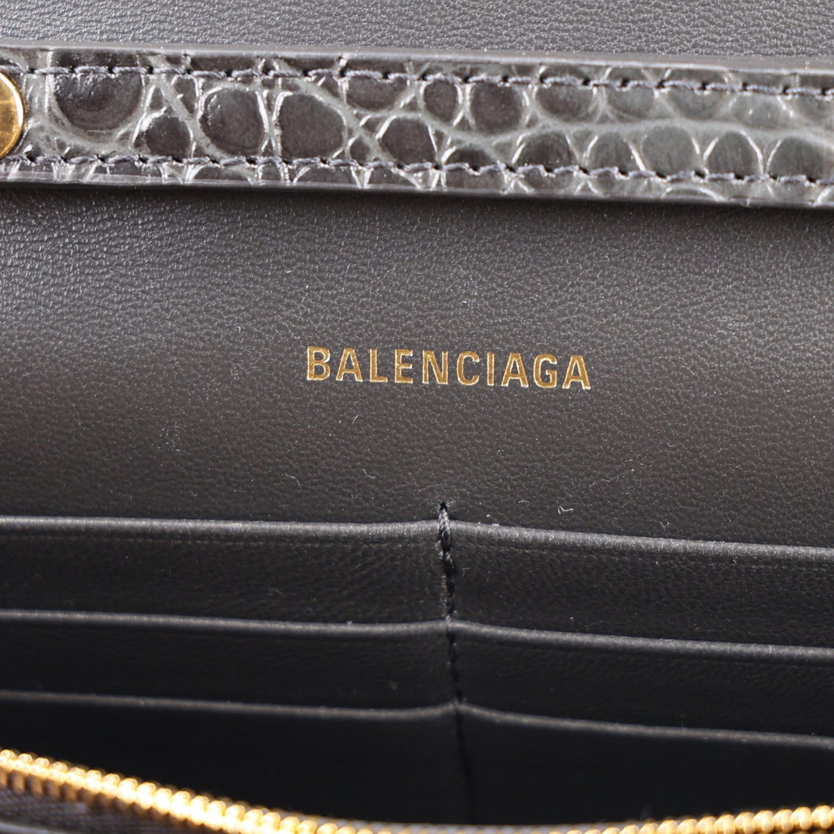 Shiny Calfskin Crocodile Embossed Hourglass Chain Bag Gris