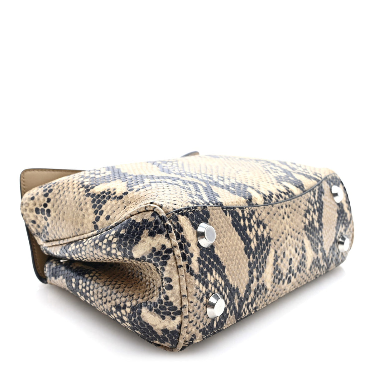 Snakeskin Embossed Calfskin Mini Rodeo Top Handle Handbag Natural