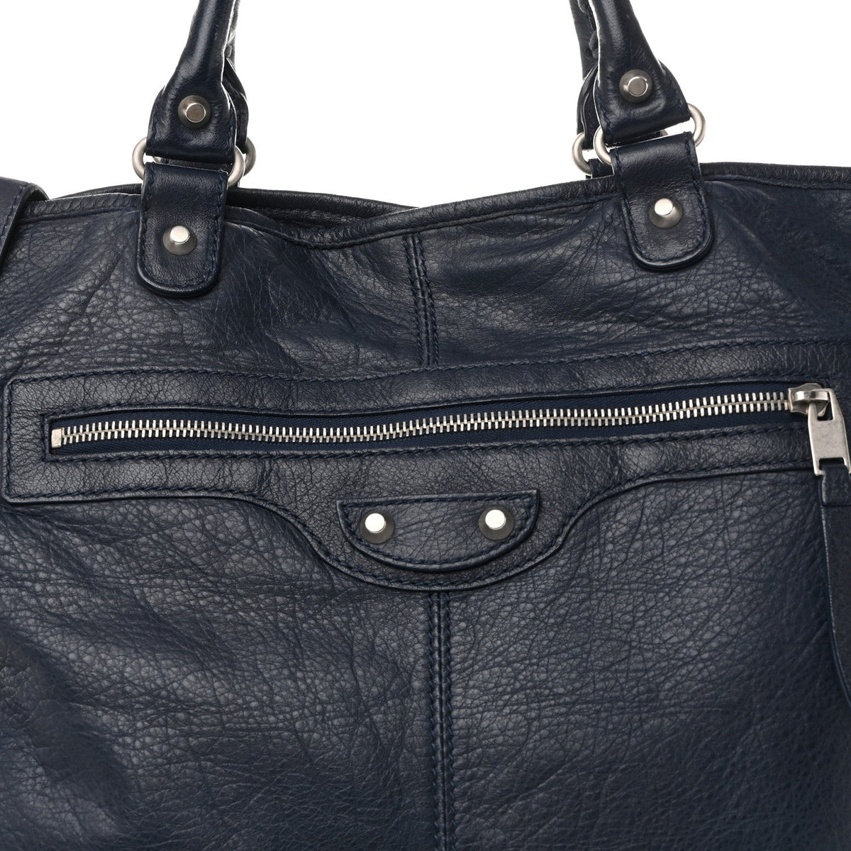 Agneau Classic Silver Hardware Hexagon Bleu Mineral