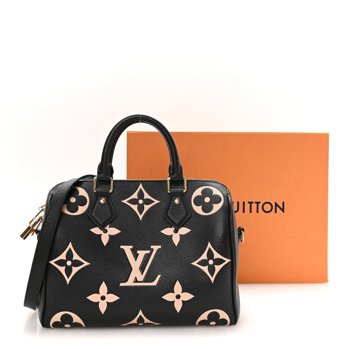 Empreinte Monogram Giant Speedy Bandouliere 25 Black Beige