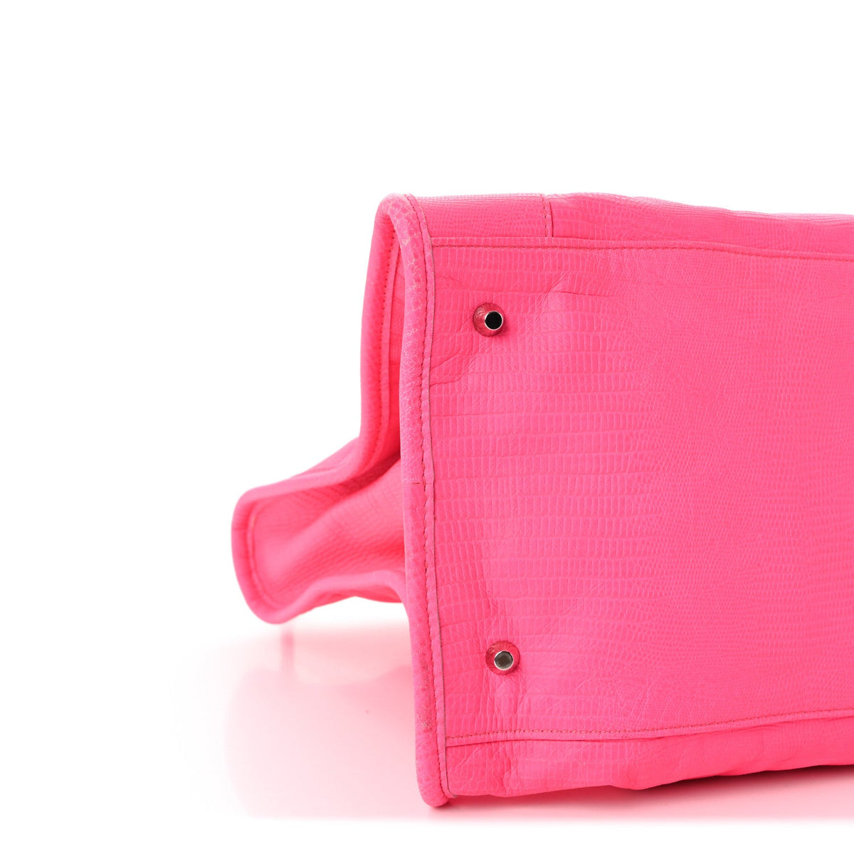 Calfskin Lizard Embossed Silver Hardware Work Rose Fluo